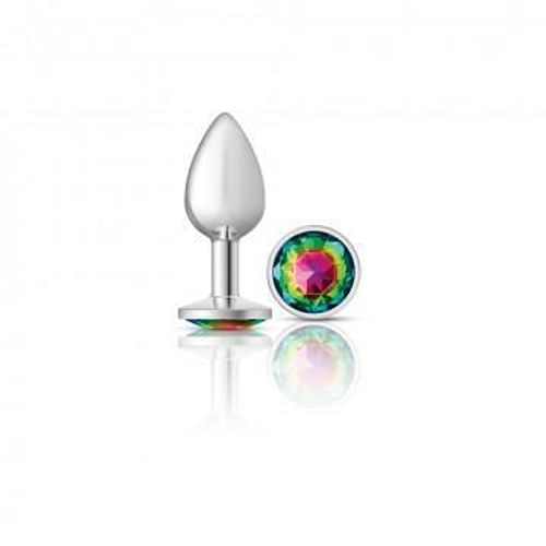 Cheeky Charms Round Rainbow Small Silver Plug