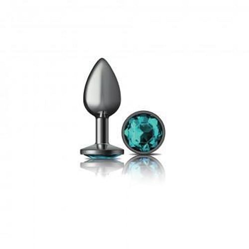 Cheeky Charms Round Teal Small Gunmetal Butt Plug - Image 2