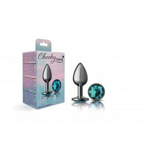 Cheeky Charms Round Teal Small Gunmetal Butt Plug - Image 3