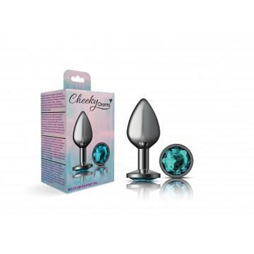Cheeky Charms Round Teal Medium Gunmetal Butt Plug - Image 2