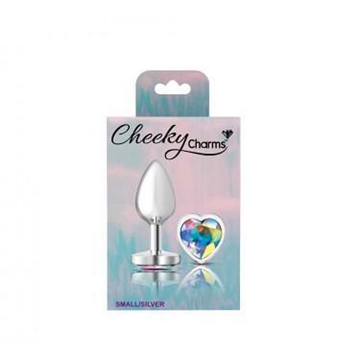 Cheeky Charms Heart Clear Iridescent Small Silver Plug - Image 2