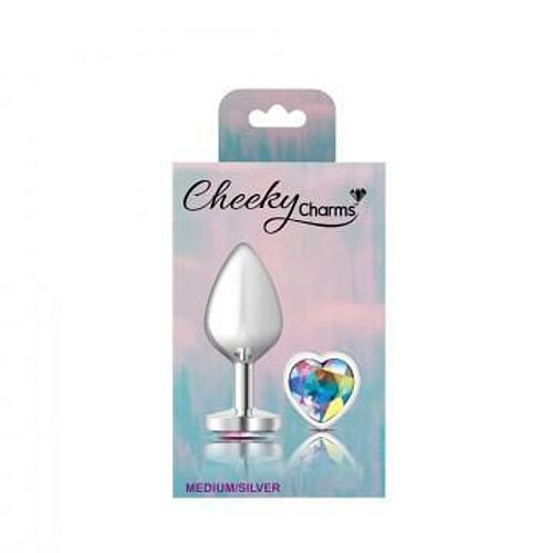Cheeky Charms Heart Clear Iridescent Medium Silver Plug - Image 2