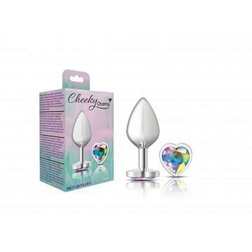 Cheeky Charms Heart Clear Iridescent Medium Silver Plug - Image 3