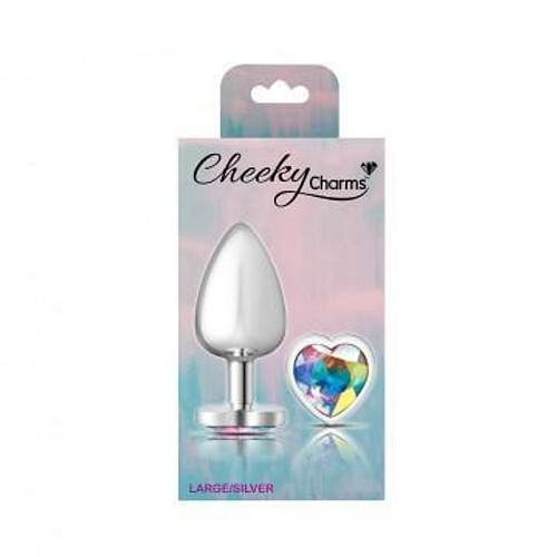 Cheeky Charms Heart Clear Iridescent Large Silver Plug - Image 2