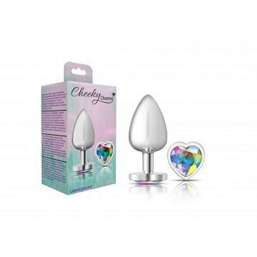 Cheeky Charms Heart Clear Iridescent Large Silver Plug - Image 3