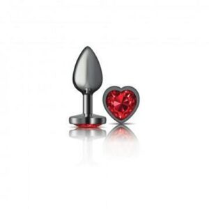 Cheeky Charms Heart Deep Red Small Gunmetal Butt Plug