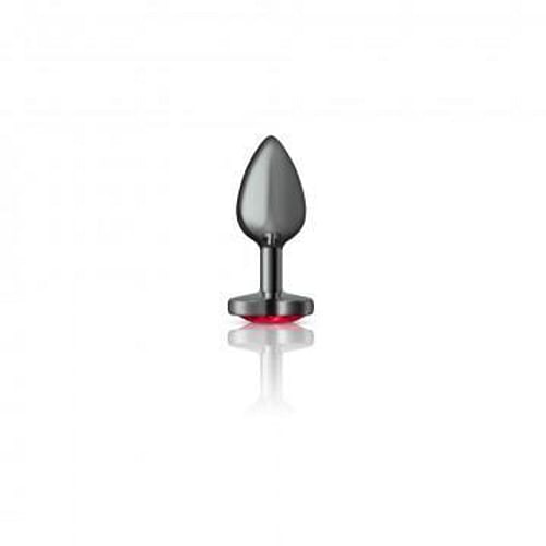Cheeky Charms Heart Deep Red Small Gunmetal Butt Plug - Image 3