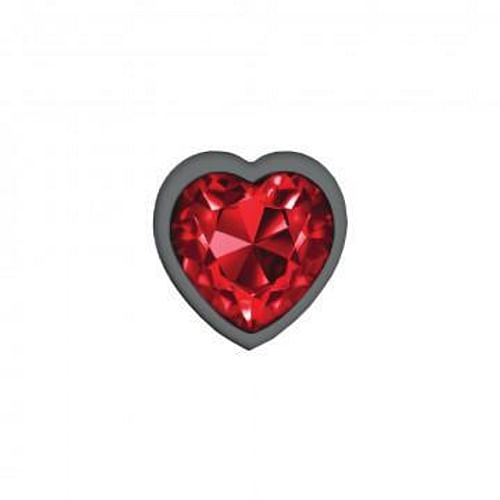 Cheeky Charms Heart Deep Red Small Gunmetal Butt Plug - Image 4
