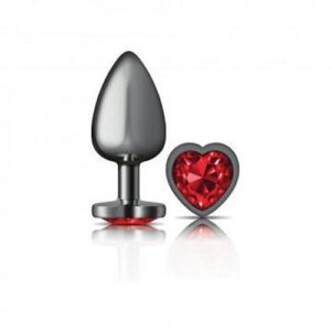 Cheeky Charms Heart Deep Red Large Gunmetal Butt Plug