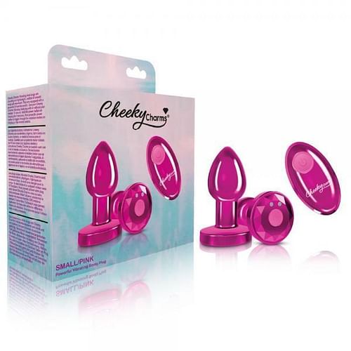 Cheeky Charms Vibrating Metal Plug Pink Small W/ Remote - Image 2