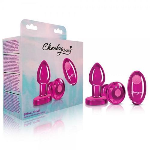 Cheeky Charms Vibrating Metal Plug Pink Small W/ Remote - Image 3