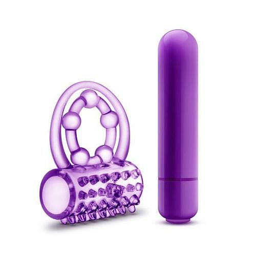 The Player Vibrating Double Strap Cock Ring Purple - Image 4