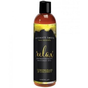 Intimate Earth Relax Massage Oil Lemongrass, Coconut 4oz