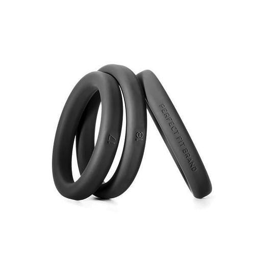 Xact-Fit Cockring 3 Ring Kit M/L Black Silicone - Image 2