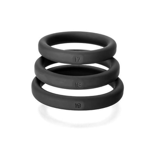 Xact-Fit Cockring 3 Ring Kit M/L Black Silicone - Image 3