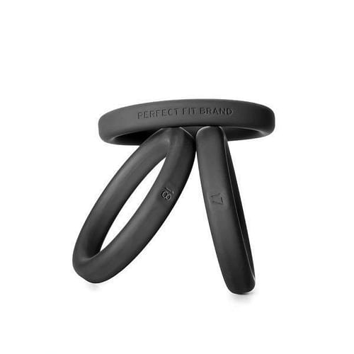 Xact-Fit Cockring 3 Ring Kit M/L Black Silicone - Image 5