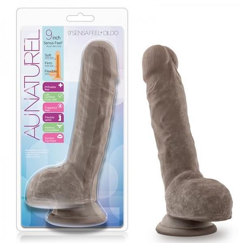 Au Naturel 9 inches Sensa Feel Dildo Chocolate Brown - Image 2