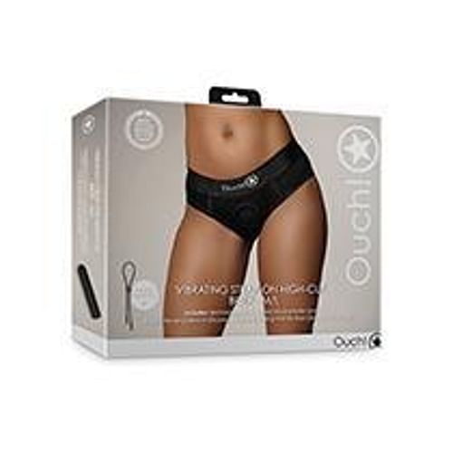 Shots Ouch Vibrating Strap On High-cut Brief - Black M/l