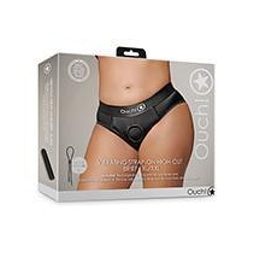 Shots Ouch Vibrating Strap On High-cut Brief - Black Xl/xxl