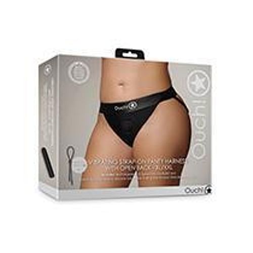 Shots Ouch Vibrating Strap On Panty Harness W/open Back - Black Xl/xxl