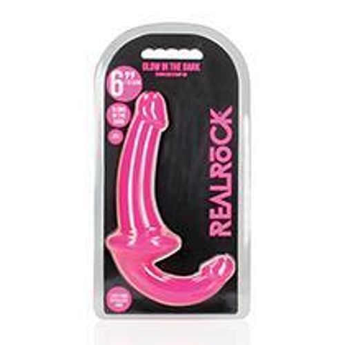 Shots Realrock 6" Strapless Strap On Glow In The Dark - Neon Pink