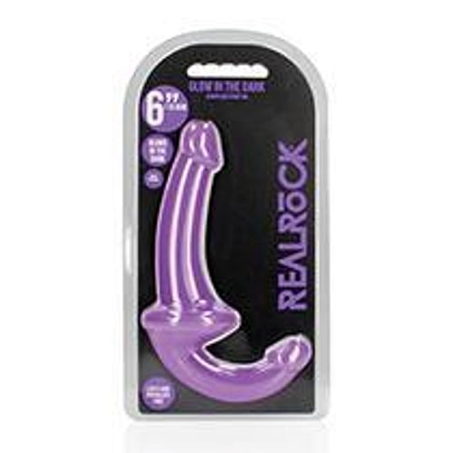 Shots Realrock 6" Strapless Strap On Glow In The Dark - Neon Purple