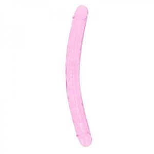 Realrock Crystal Clear Double Dong 18 In. Dual-ended Dildo Pink