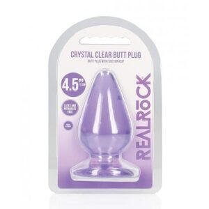 Shots Realrock Crystal Clear 4.5" Anal Plug - Purple