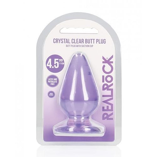 Shots Realrock Crystal Clear 4.5" Anal Plug - Purple