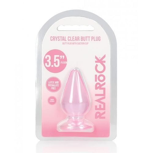 Shots Realrock Crystal Clear 3.5" Anal Plug - Pink