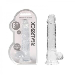 Realrock Realistic Dildo With Balls 8" Transparent