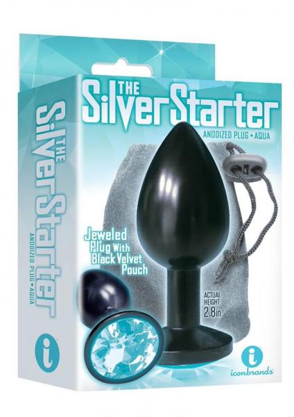 The Silver Starter Anodized Bejeweled Steel Plug Aqua - Image 2