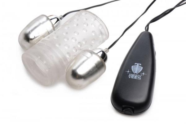 Dual Vibrating Penis Sheath Clear Stroker - Image 2