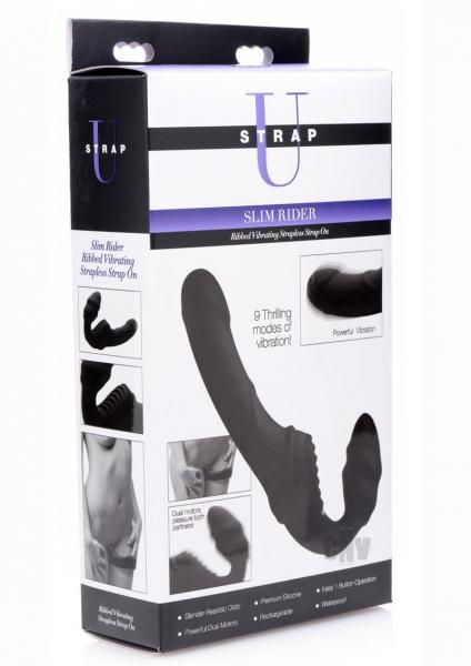 Strap U Slim Rider Ribbed Vibrating Strapless Strap On - Image 4
