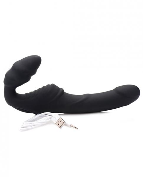 Strap U Slim Rider Ribbed Vibrating Strapless Strap On - Image 2