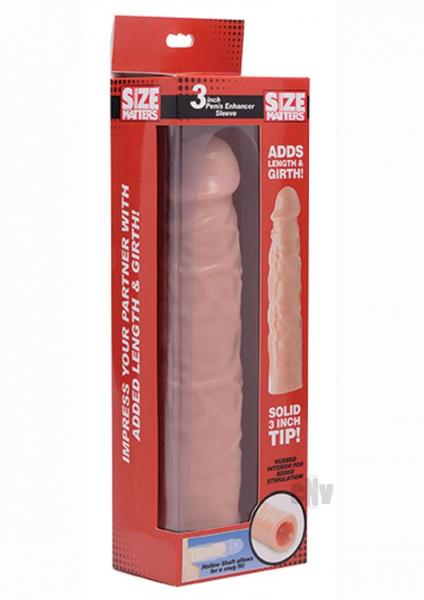 Size Matters 3 Inches Penis Enhancer Sleeve Beige - Image 4