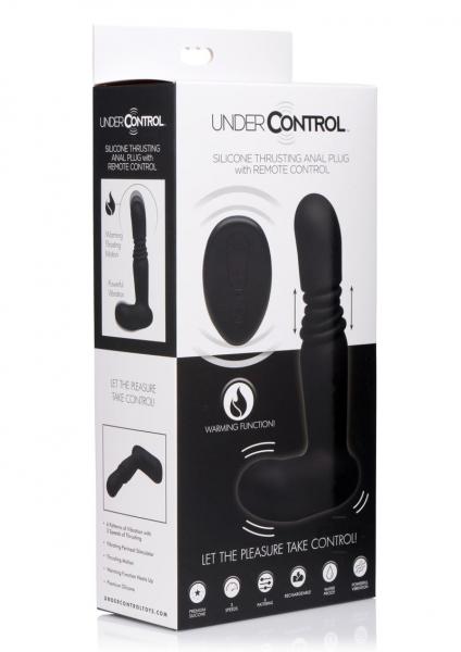 Silicone Thrusting Anal Plug With Remote Control Black - Image 4