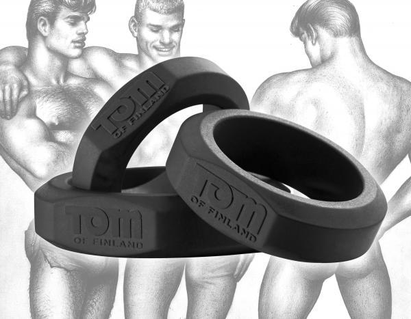 Tom Of Finland 3 Piece Silicone Cock Ring Set Black - Image 3