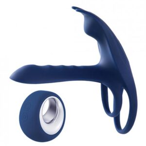 Blue Fox Vibrating Girth Enhancer Penis Sleeve - Blue