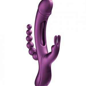 Trilux Kinky Finger Rabbit Vibrator With Anal Beads - Purple
