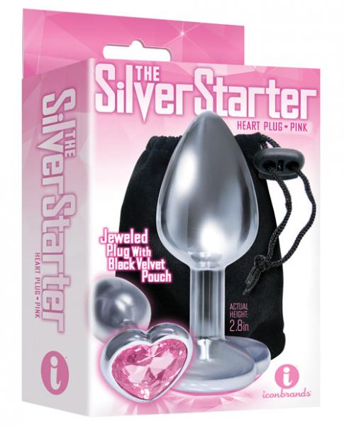 The Silver Starter Heart Bejeweled Steel Plug Pink - Image 3