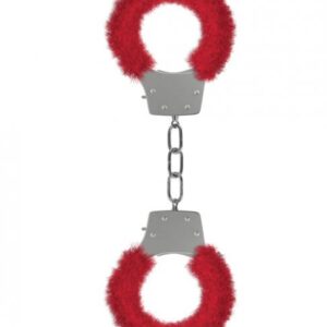 Ouch Furry Pleasure Handcuffs Red