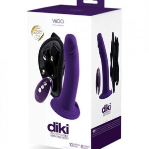 Vedo Diki Rechargeable Vibrating Dildo W/harness - Deep Purple