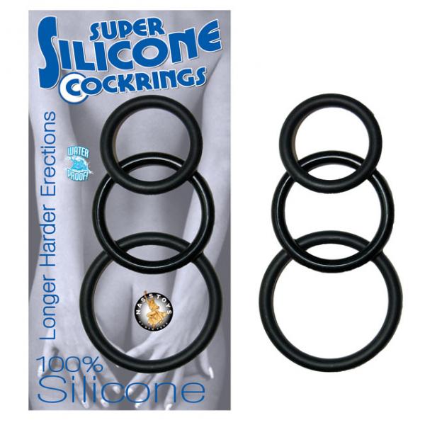 Super Silicone Cockrings - Black - Image 2