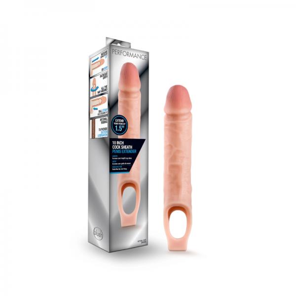 Performance 10 inches Cock Sheath Penis Extender Beige - Image 2