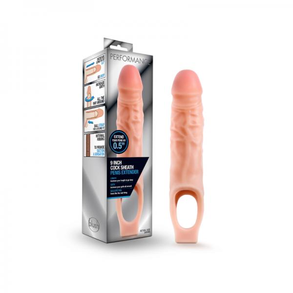 Performance 9 inches Cock Sheath Penis Extender Beige - Image 2