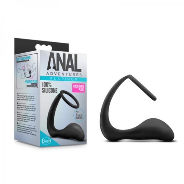 Anal Adv Platinum Cock Ring Plug Black - Image 2