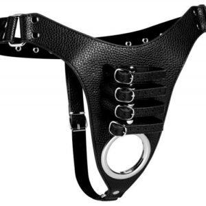 Strict Male Chastity Harness O/S Black  Leather