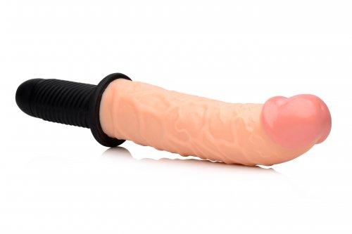 The Curved Dicktator Vibrating Giant Dildo Thruster Beige - Image 4