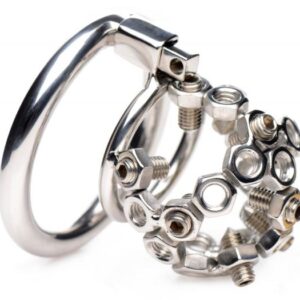 Bolted Chastity Cage With Spikes Stainless Steel